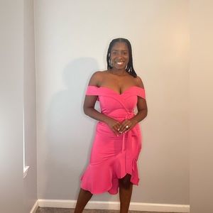 Pink Off The Shoulder Lavish Alice Dress